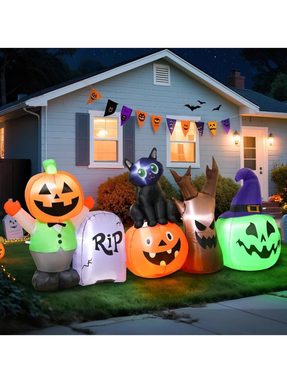 🎃8.5 X 3.8Ft Halloween Inflatables Pumpkin/Tombstone/Black Cat/Ghost Tree